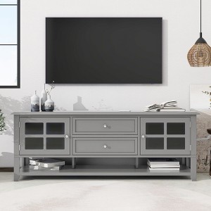 PAGED Modern TV Stand with Double Storage Space, Media Console Table with Drop Down Door, TV Stands for Living Room - 1 of 4