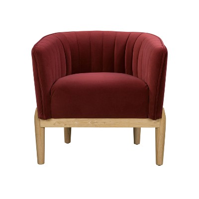 Lifestyle Solutions Fenton Accent Chair Cinnamon Velvet: Plush, Tufted, Wood Legs, Polyester