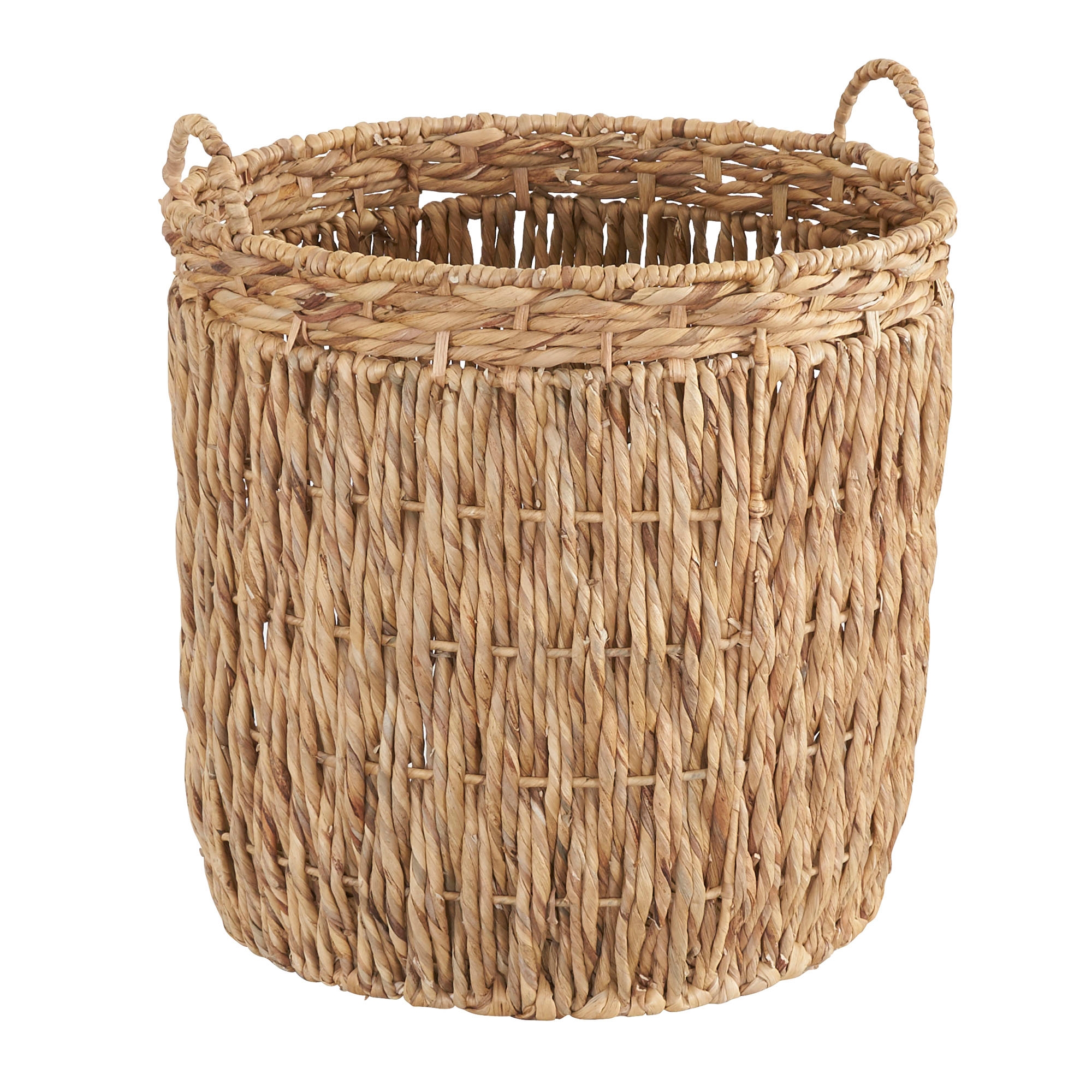 Tall Wicker Floor Basket, Woven Decorative Basket with Handles, Handmade, Great for Laundry and Storage, Natural