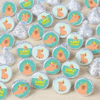 Big Dot of Happiness Capy Birthday - Capybara Party Small Round Candy Stickers - Party Favor Labels - 324 Count
