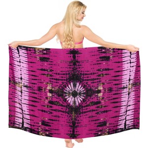 LA LEELA Women's Beachwear Summer Beach Wrap Bikini Wraps Sarong Swimwear Swim Cover Up Skirt Swimsuit Pareo Coverups for Women One Size Pink,Tie Dye - 1 of 4