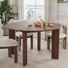 PexFix 52" x 52" Walnut Solid Wood Farmhouse Dining Table Round Wood Top for Modern Dining Rooms & Family Gatherings - 3 of 4