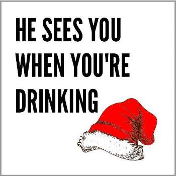 Paper Frenzy Christmas He Sees You When You're Drinking Holiday Beverage Napkins - 25 pack
