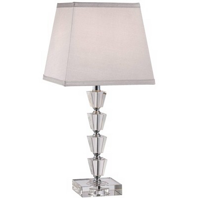 Vienna Full Spectrum Modern Accent Table Lamp 18" High Art Deco Stacked Crystal Cubes Gray Tapered Square Shade for Bedroom