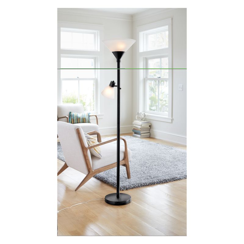 Mother Daughter Torchiere Floor Lamp with Glass Shade - Threshold™, 3 of 7