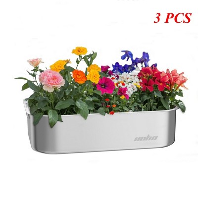 Artloge 3 PCS Raised Garden Bed Outdoor Plant Boxes Stainless Steel Planter Flower Pot with Drainage Hole for Vegetable Flower Fruits