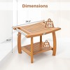 Costway Teak Wood Shower Bench 2-Tier Wooden Shower Stool w/ Curved Seat Handles Small - 3 of 4