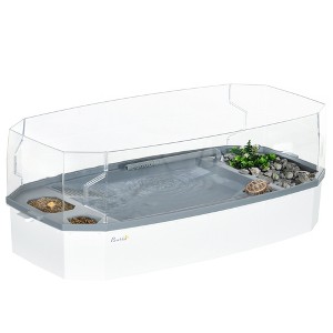 PawHut Turtle Tank Kit with Three-Layer Filtration & Water Circulation, Reptile Enclosure with 2-Level Design, Turtle Habitat Turtle Aquarium - 1 of 4