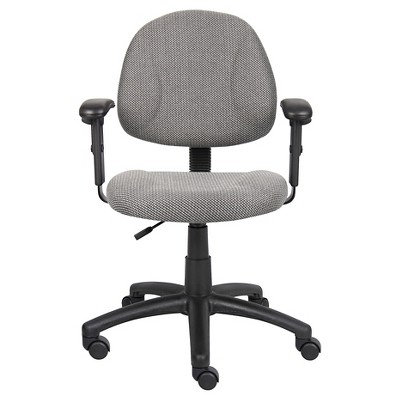 Deluxe Gray Fabric Task Chair with Adjustable Arms and Swivel Base