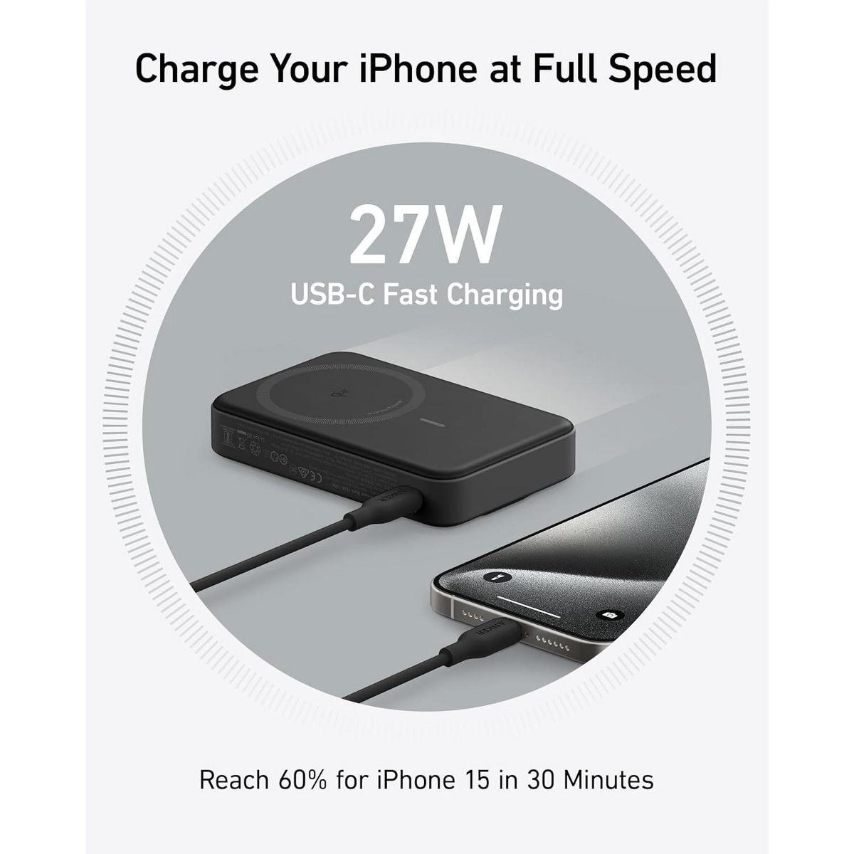 Anker MagGo Power Bank, Qi2 Certified 15W Ultra-Fast MagSafe-Compatible Portable Charger - thumbnail 5