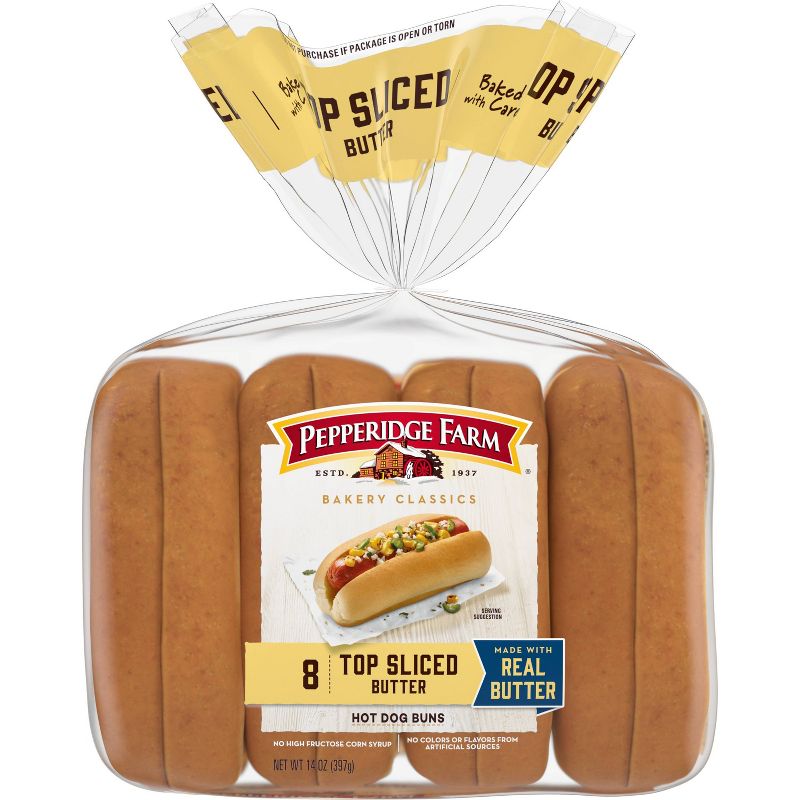 Pepperidge Farm Bakery Classics Top Sliced Butter Hot Dog Buns - 14oz/8ct, 1 of 8
