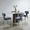 Set of 2 Chenille Dining Chairs with Curved Backrest, Copper Nailhead Trim, Foam Cushion & Brushed Stainless Steel Legs for Kitchen, Dining Room - 3 of 4