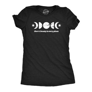 Womens Theres Beauty In Every Phase T Shirt Funny Cute Moon Lunar Phases Tee For Ladies - Crazy Dog Women's T Shirt - 1 of 4
