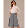 Allegra K Women's High Waist Solid Button Front A-Line Belted Corduroy Midi Skirt - 2 of 4