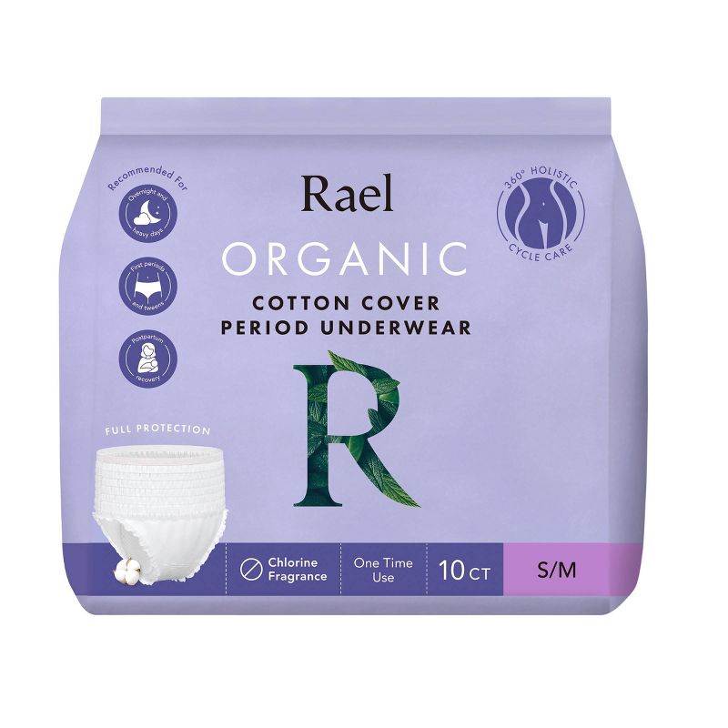 Rael Organic Cotton Overnight Period Underwear - Unscented - S/M - 10ct, 1 of 9