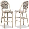 PURPLE LEAF French Bistro Stools - Set of 2 Colorful Wicker Bar Stools, 30" with Rattan Back & Footrest - 3 of 4