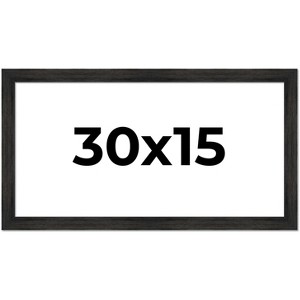 PosterPalooza | 30x15 Wide Barnwood Picture Frame, UV Acrylic, 6 Finishes - Grey, Brown, White, and Black - 1 of 4