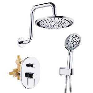 BRIGHT SHOWERS Shower Faucet Set, Rainfall Shower Head & Handheld Combo, Valve and Trim Kit, Complete Shower Fixtures for Bathroom - 1 of 4