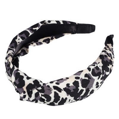 Unique Bargains Women's Leopard Pattern Knotted Headband 1 Pc Purple Black