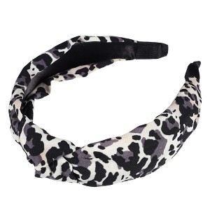 Unique Bargains Women's Leopard Pattern Knotted Headband 1 Pc Purple Black - 1 of 4