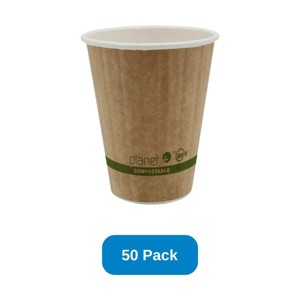Planet+ 8 oz Compostable Hot Cup SFI Paper Cup PLA Lined Double Wall - Pack of 50 - 1 of 3