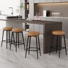 Dyonery Bar Stools Set of 2, 26.3" Height Mid Century Modern Swivel Counter Height Barstools with Back, Metal Base,Faux Leather - Green - 2 of 4