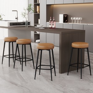 Dyonery 26.3" H Bar Stools Set of 2/4,Faux Leather Counter Height Bar Stools,Modern Backless/Back Counter Stools for Kitchen Island,Home Bar - 1 of 4