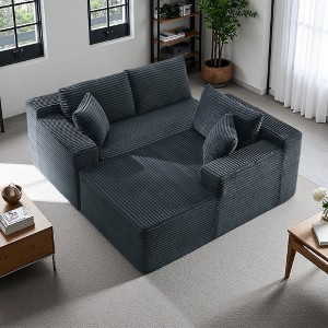 103" Modular Corduroy L-Shaped Sectional Sofa, Deep Seat - 1 of 2