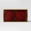 2ct Christmas 200mm Flocked Ribbed Glitter Ornament Set Dark Red - Wondershop™ - 3 of 4