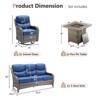 4 Piece Patio Furniture Set with Fire Pit Table, 2 x Swivel Rocker Chair, 1 x 3-Seat Sofa, 5 Seats Outdoor Conversation Set for Lawn Garden Backyard - 3 of 4