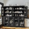62" High Black Glass Door Wood Grain Decorative Storage Cabinet Display Cabinet, with Sufficient Space for 12 Shelves - 3 of 4