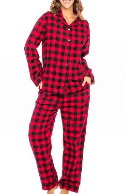 ADR Women's Flannel Pajamas Set, Warm Cotton Women's Flannel Pajama Pants with Pockets & Button Up Flannel Pajama Top