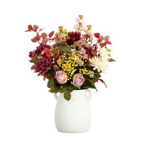 Nearly Natural 25-in Mixed Flower Arrangement in Ceramic Vase - 1 of 4