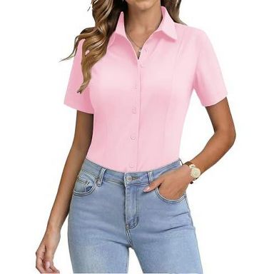 womens dress shirt summer Zeagoo Button Down Shirts for Women Short Sleeve Stretch Wrinkle-Free Formal Work Blouses Tops S-2XL Misty Rose XL : Target GEN-10803 This blouse Loose for short sleeve collared shirt womens Backless Turtleneck Long Sleeve Size:16.5 36-37