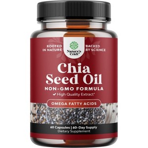 Chia Seed Oil Supplement, Natural Superfood for Weight Loss and Energy, Metabolism Booster for Men and Women, Nature's Craft, 60ct - 1 of 4