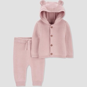 Carter's Just One You®️ Baby Girls' Solid Sweater Top & Bottom Set - Pink - 1 of 3