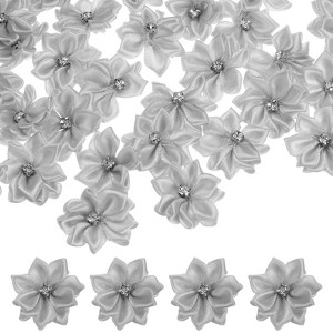 Unique Bargains Artificial Satin Durable Flexible Decorative Mini Ribbon Flowers with Rhinestones 1.2 Inch 100 Pcs - 1 of 4
