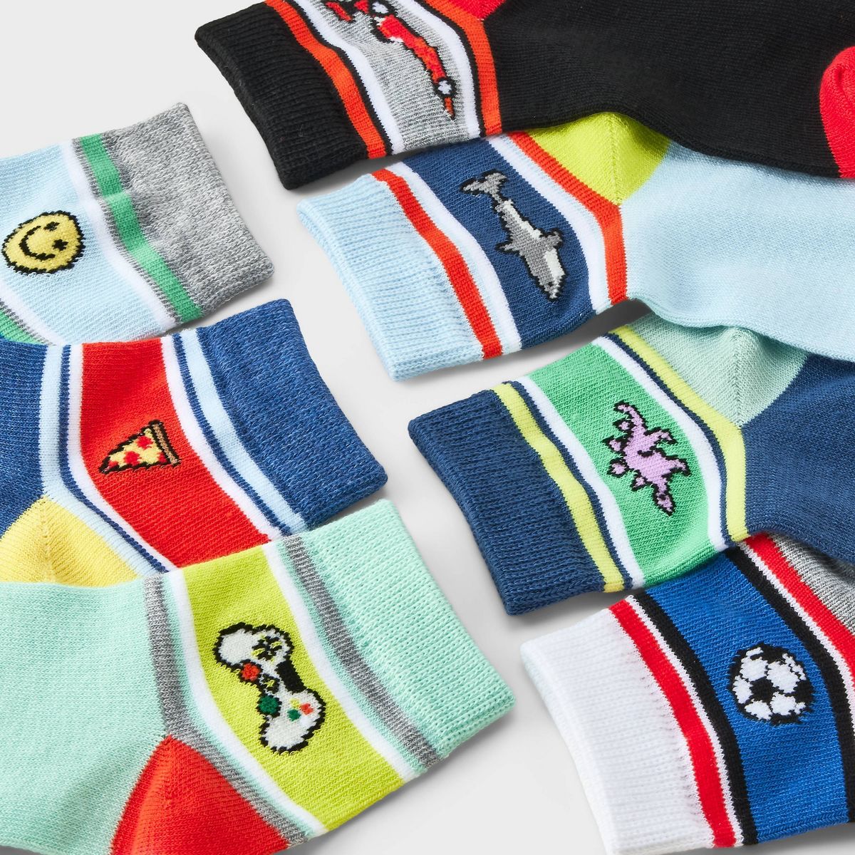 Boys' 7pk Icons Ankle Socks - Cat & Jack™ Blue/Black/Gray - thumbnail 3