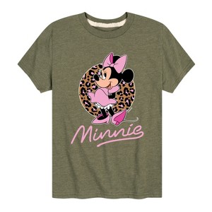 Girls' - Disney - Minnie Leopard Print Short Sleeve Graphic T-Shirt - 1 of 4