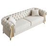 89" Wide Embroidered Velvet Sofa, Chesterfield Design with Gold Metal Trim, 750lb Weight Capacity, Includes 2 Cushions and 2 Decorative Pillows - 2 of 4