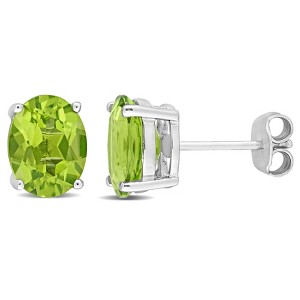 EVERLY JEWELRY | Sterling Silver 3 4/5 CT TGW Oval Peridot Stud Earrings - 1 of 4