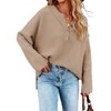 Coolmee Women's Oversized Sweaters Batwing Long Sleeve Loose V Neck Button Henley Tops Pullover Knit Jumper - 4 of 4