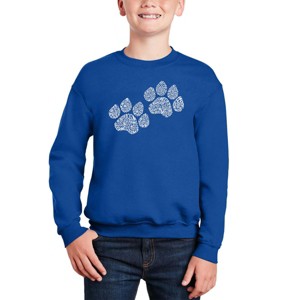 LA Pop Art Woof Paw Prints - Boy's Word Art Crewneck Sweatshirt - 1 of 3