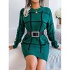 Coolmee Women's Sweater Dress Winter Cable Knit Crewneck Lantern Sleeve Pullover Sweaters - 4 of 4