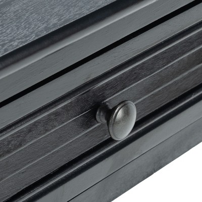Black Wood Rectangular Accent Table with Storage Drawer