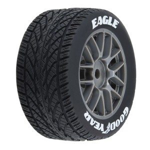 Pro-Line 1/12 Goodyear Eagle Wet Tire F/R MTD Gray Wheels (4): Losi NASCAR - 1 of 2