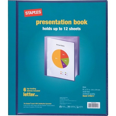 Staples Presentation Binder 6 Sleeve Capacity Blue 479217