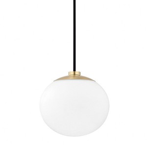Mitzi Estee 1 - Light Pendant in  Aged Brass White Shade - 1 of 3
