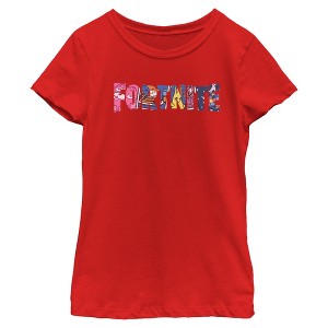 Girl's Fortnite Classic Logo Character Fill T-Shirt - 1 of 4