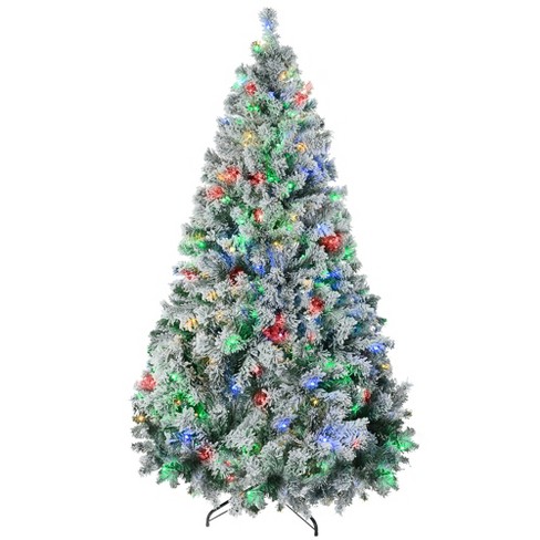 Set of 2 24.5 Inch Lighted Outdoor Christmas Tree with Remote, Multi-Color  Light